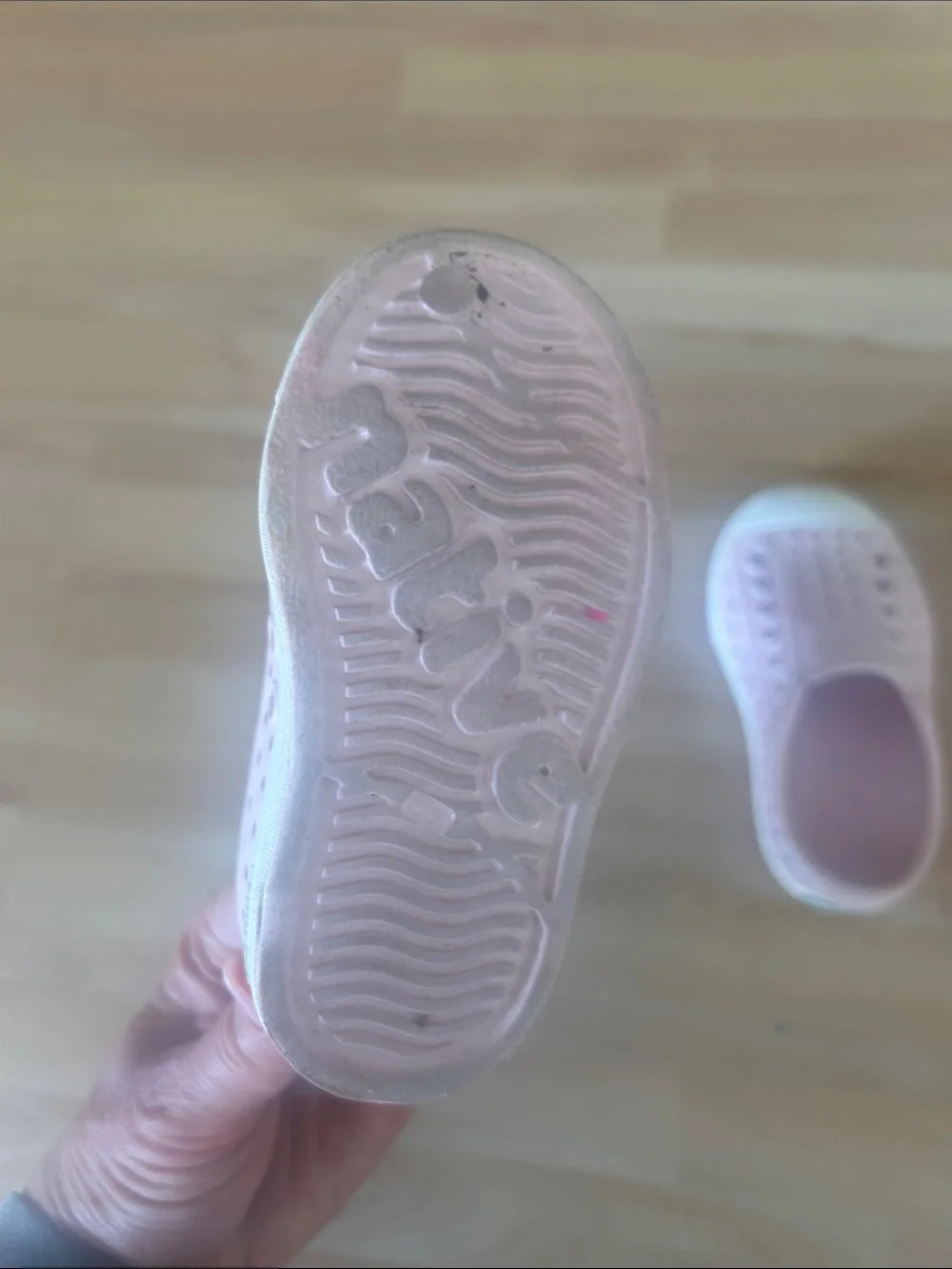 Native Toddler Shoes -- SPARKLY — Pink Slip-On Water-Resistant Shoes - 5 Toddler